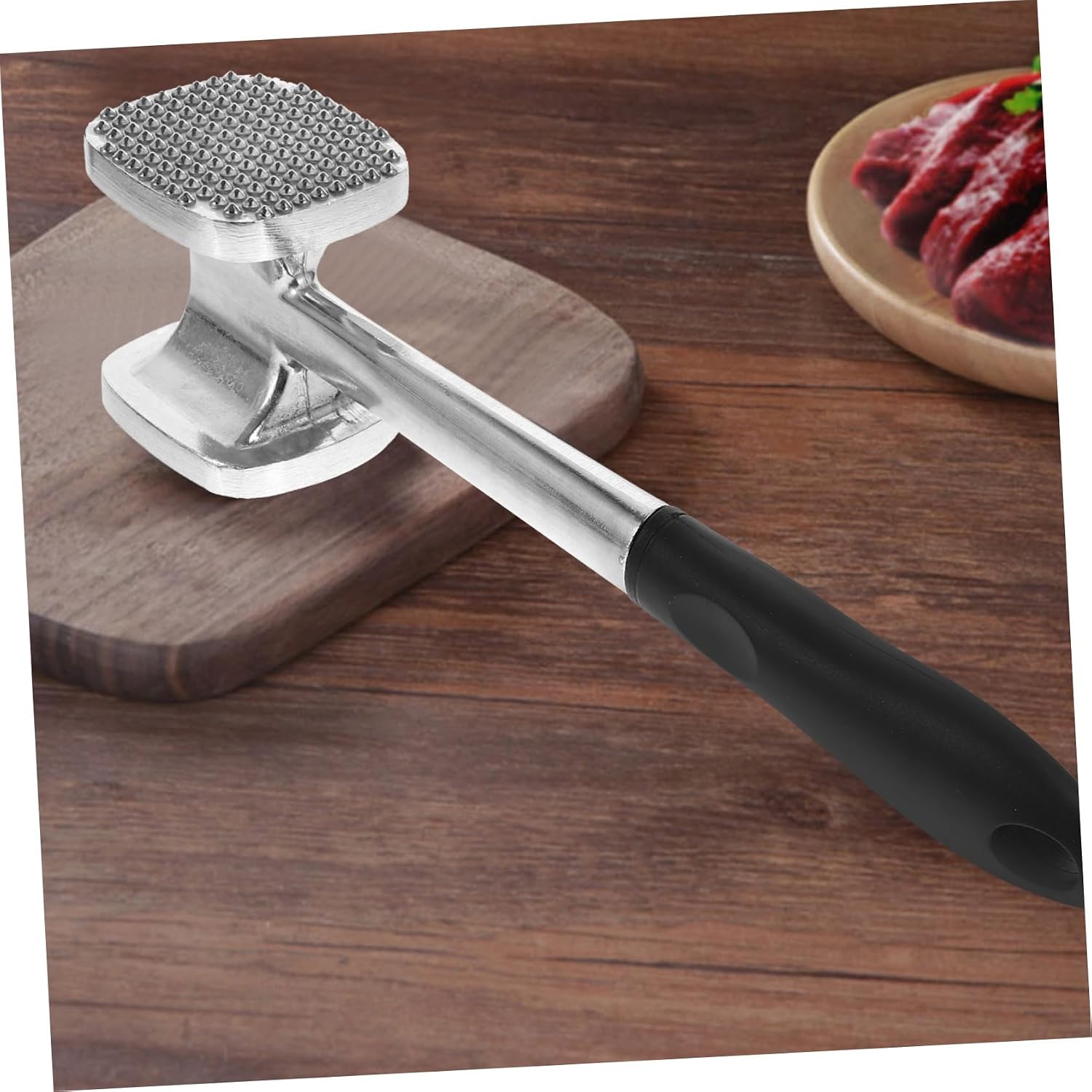 Garneck 2-in-1 Meat Tenderizer Hammer Dual-sided Steak Mallet Tool for Home Kitchen Aluminum Rubber Handle Anti-skid Comfortable for