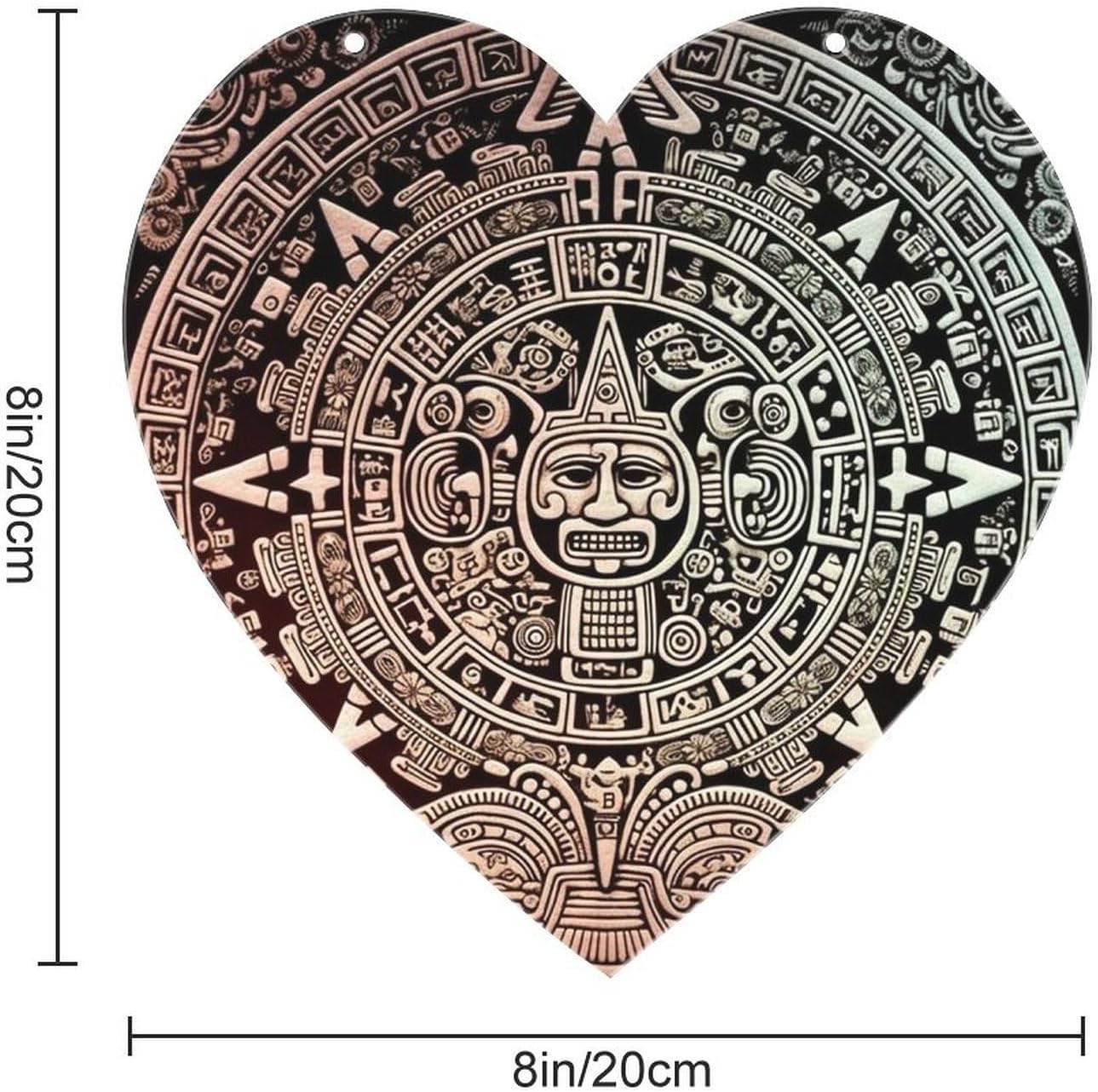 Heart Acrylic Ornaments for Home Decor, Personalized Hanging Mayan Calendar End of The World Pendant with Hole, Lightweight Picture Ornaments for Party, Holiday, Wall Art Ideal, 8×8in image 2