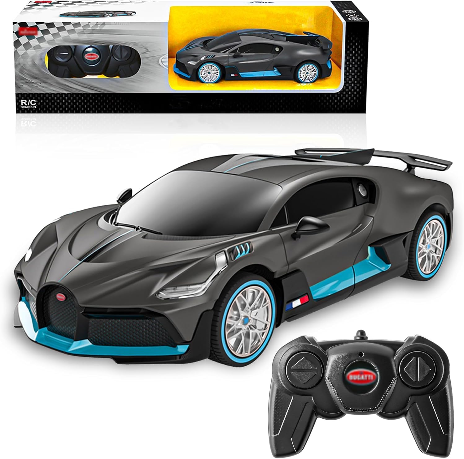 1:24 Scale Remote Control Car for Bugatti Divo, 2.4GHz Model RC Cars, Electric Sport Racing Hobby Vehicle Gift for Adults, Kids, Boys, Girls - Grey