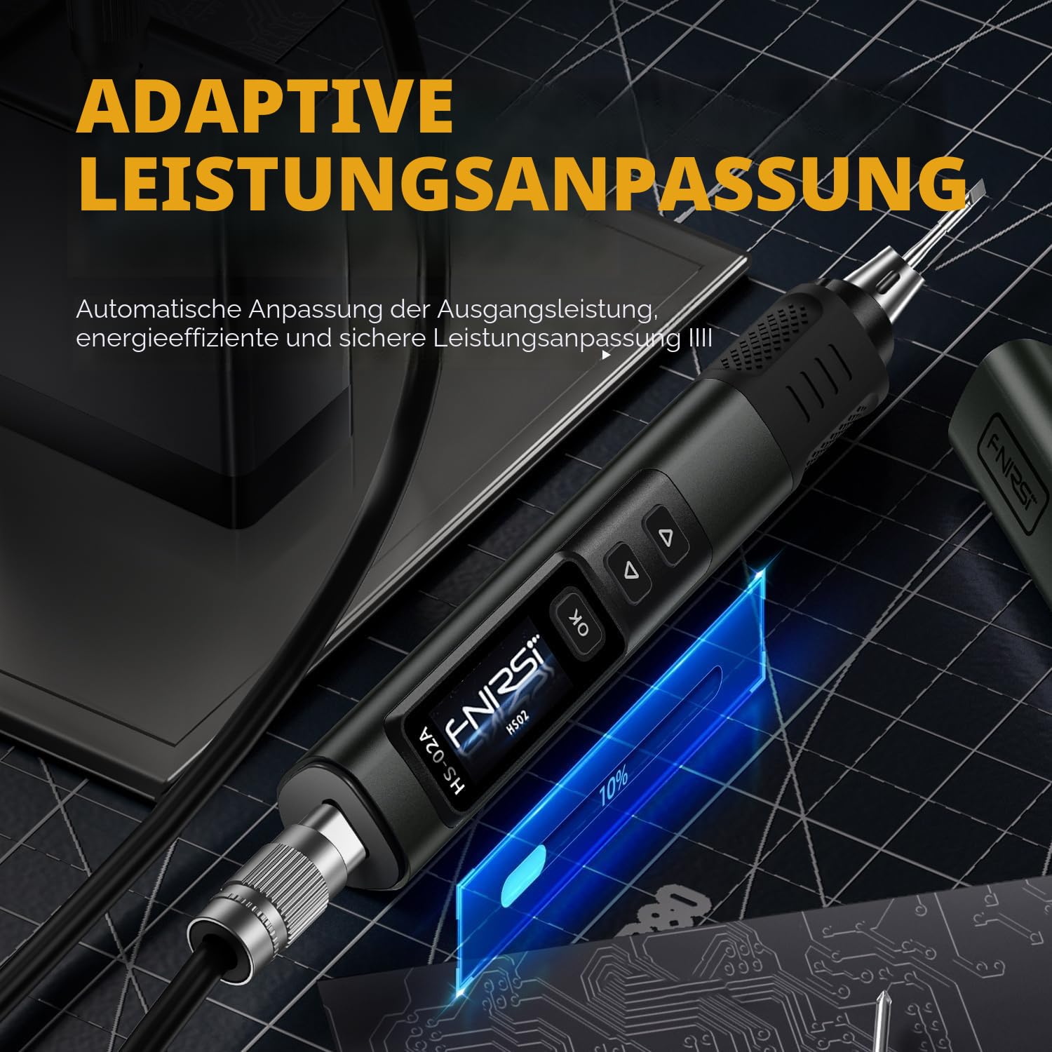 Soldering Iron,100W Schnelles Aufheizen 2S 100-450°C Voreingestellte Temperatur in 3 Gruppen DC-Stromversorgung 9-24V 3 Lötspitzen Intelligentes Digitales Werkzeug mit Stift für Reparaturen HS-02B