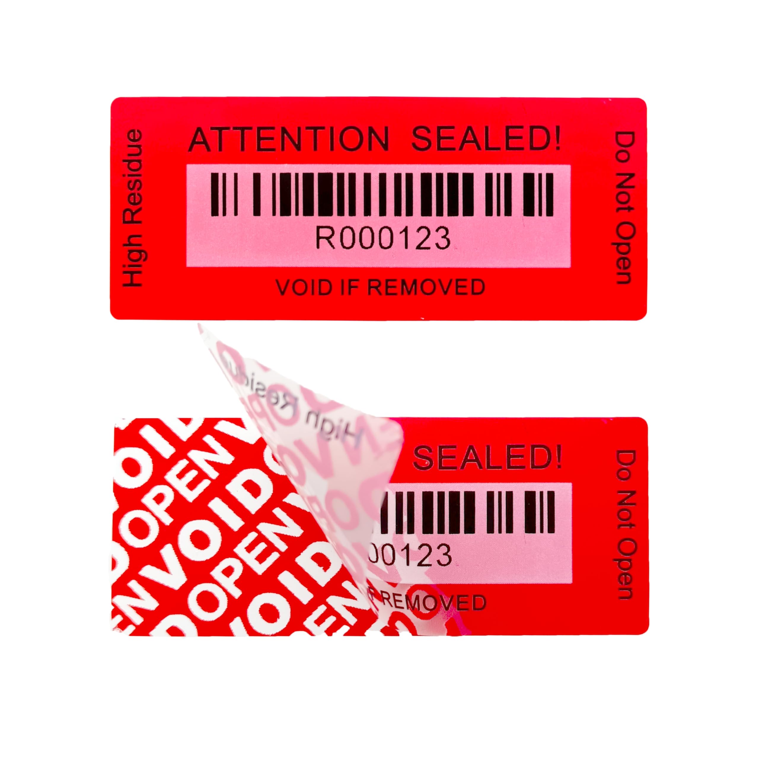 Red Tamper Evident Label Sticker, 2.4" x 1", with QR Code and Serial Number, Security Seal Label, Warranty Void Seal Sticker-image-33