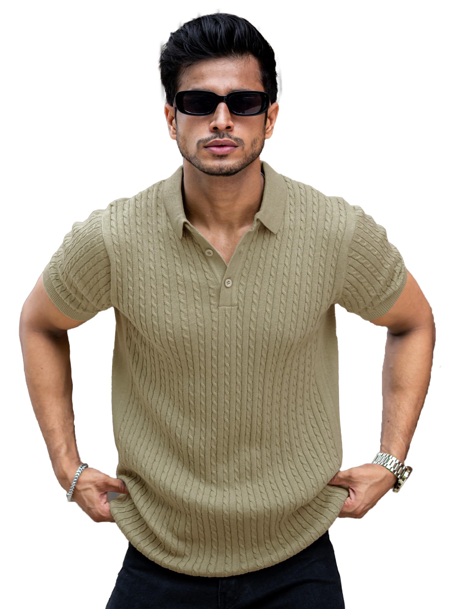 maniac || Mens || Ripple Knit || Polo Tshirt || Half Sleeve-picture-53