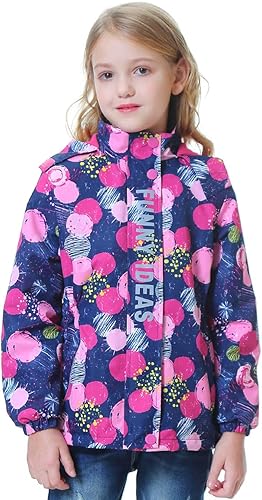 Miniatura 1 de Chaqueta impermeable para niñas y niños con capucha, rompevientos, chaqueta de forro polar cálida para niños