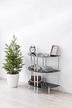 Amazon｜AZUMAYA ガラスコーナーラック3段 ブラック色 SMJ-102BK