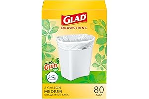 Gain Original Scent 8 Gallon White Kitchen Drawstring Trash Bags