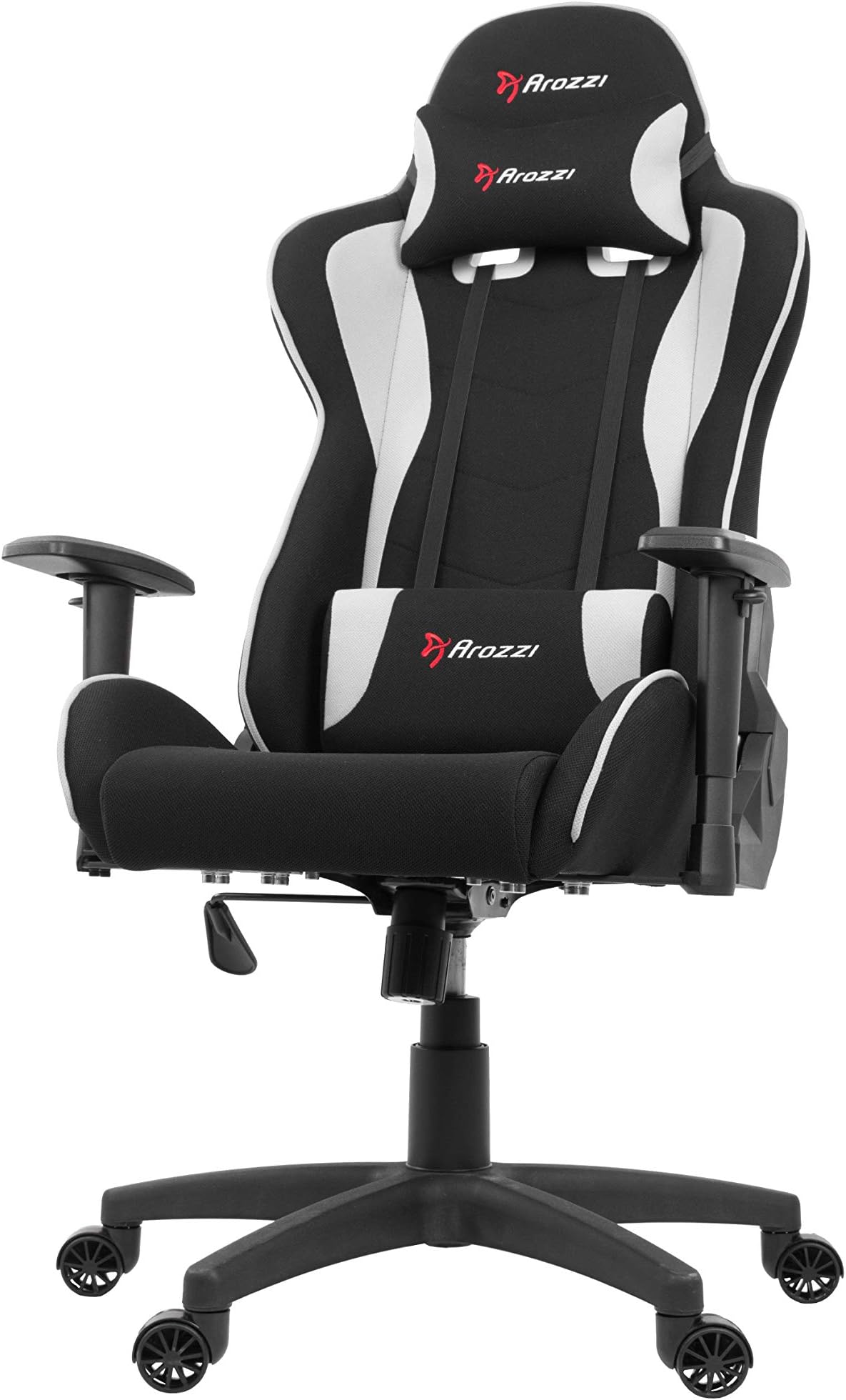 ArozziForte Mesh Fabric Ergonomic Computer Gaming/Office Chair with Recliner, Swivel, Tilt, Rocker, Adjustable Height and Adjustable Lumbar and Neck Support Pillows - Black - White Accents