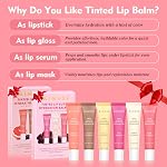 KIMUSE Tinted Lip Butter Hydration Balm Set, 6 Flavored Shades Hydrating Plumping Gloss with Sheer Tint, Non-Sticky | Vegan Lip Care Makeup for Dry Lips & Daily
