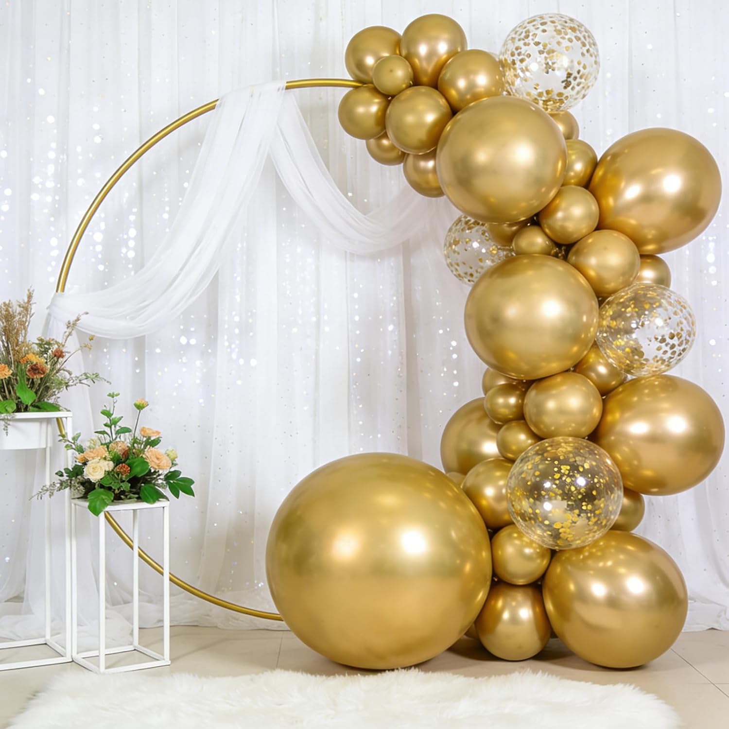 RUBFAC 6 Pack 36 Inch Gold Giant Balloons Jumbo Large Latex Balloons for Photo Shoot Birthday Graduation New Year Party Decorations - Image 7