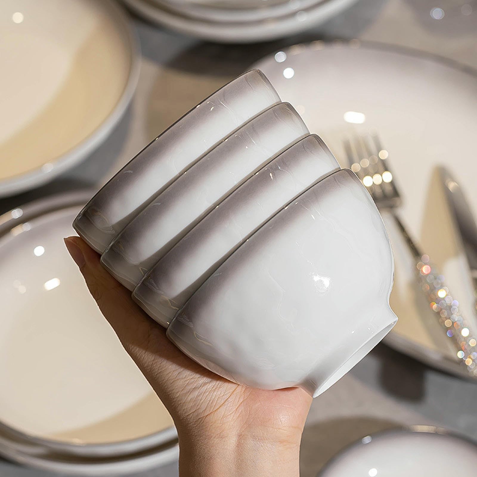 Ceramiczne odporne na wysokie temperatury i odporne na oparzenia podszkliwne kolorowe miski i talerze domowe wykwintne spersonalizowane zastawy stołowe-16 sztuk dla 4 osób [Lite]