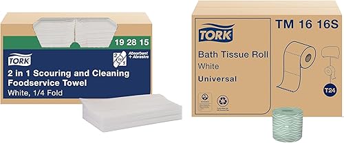 Miniatura 9 de Tork Toalla de servicio de alimentos 2 en 1 para limpieza y limpieza blanca, absorbente, 1 x 120 hojas, 192815