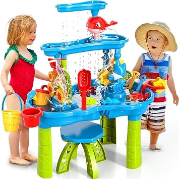 2026 Step 2 Double Spin Shower Water Table with Chair Removable Legs for Toddlers 3 Layers Sand and Water Play Table Sand Play Beach Water Play Kids Outdoor Sand & Water Toys Parent-Child