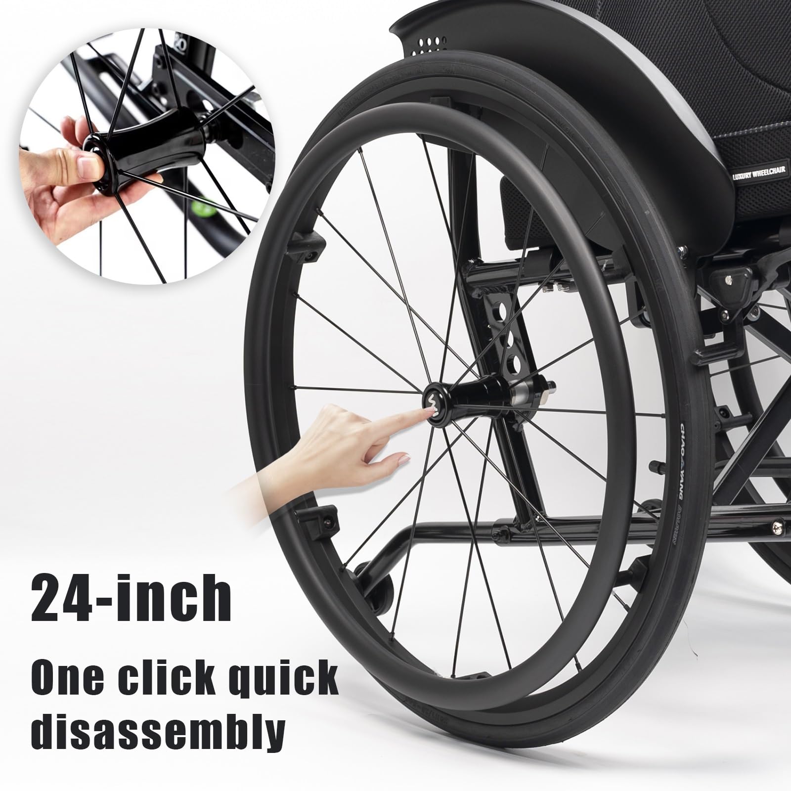 Silla De Ruedas Deportiva Ligera Plegable Todo Terreno,Ultraligera de Aleación de Aluminio，sillas De Ruedas Manuales Autopropulsadas,Desbloqueo Rápido,Transporte Fácil(Seat width 38cm/15in)
