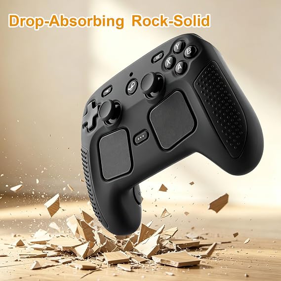 2026 Steam Controller 2 アクセサリー用保護ケース ソフトシリコンカバー 快適なグリップ ブラックシェルスキン 人間工学に基づいたデザイン ぴったりフィット 滑り止め 耐衝撃ケースカバー 完全保護