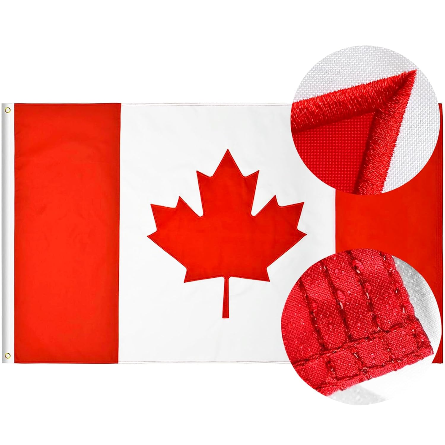 CGLEAM 3x6 Ft Canadian Flag 210D Heavy Duty Canada Flags Outdoor Embroidered Maple Leaf 4 Stitched Fly Ends UV Fade Resistant Official Size Durable Pride Flags Home Garden Yard Decorations