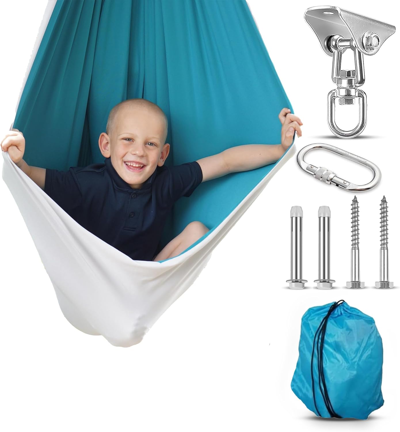Sensory Swing for Kids and Adults – Double Layer Extra Large – with 360 Swivel Hardware – Indoor Outdoor Snuggle Hammock – Comfortable Therapy Cuddle Swing Sensory Swing for Kids and Adults – Double Layer Extra Large – with 360 Swivel Hardware – Indoor Outdoor Snuggle Hammock – Comfortable Therapy Cuddle Swing
