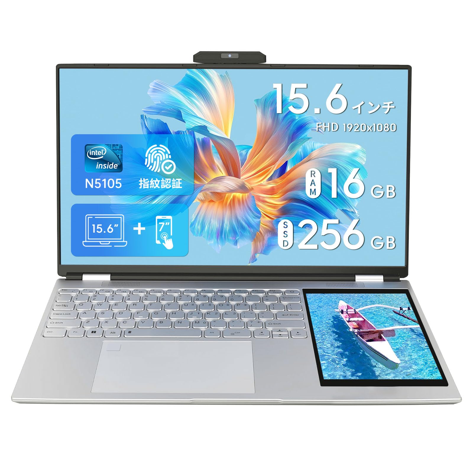 Amazon.co.jp: ノートパソコン 15.6インチ 1920*1080 IPS+7インチ