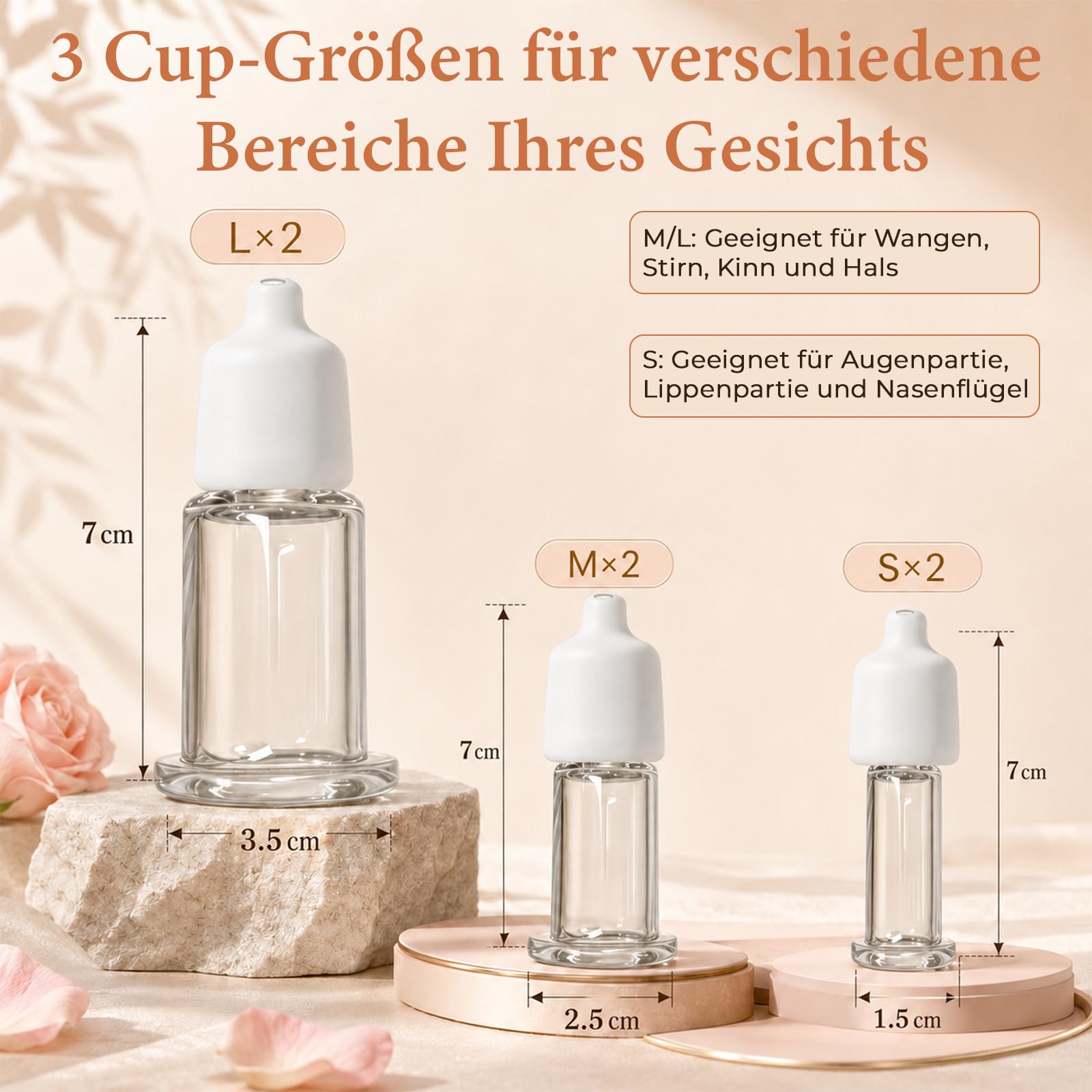 3-in-1 Schröpfgerät Gesicht Elektrisches mit 6 Schröpfgläsern, Gua Sha Vakuum Cupping Gesichtsmassagegerät, 4 Modi 12 Saugstufen, Sicherheitstaste, strafft Gesichtskonturen fördert die Serumabsorption