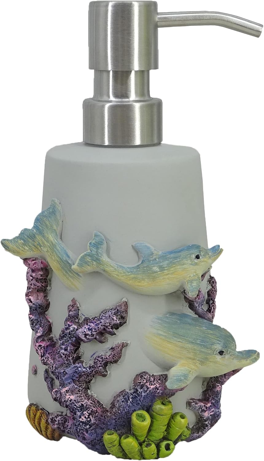 3D Resin Dolphins Mother and Baby Soap Dispenser, Beach