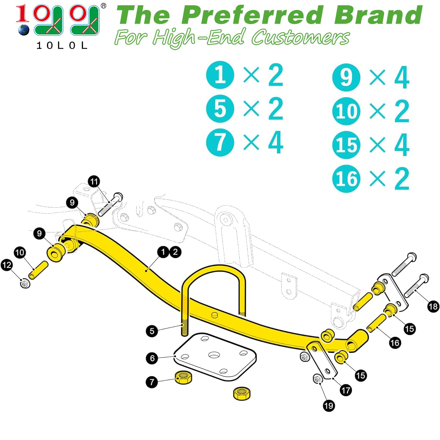 10L0L Golf Cart Leaf Spring Kit for EZGO RXV, Heavy Duty Rear Leaf Springs Kit with U Blot Bushing & Sleeves for EZGO RXV Golf Cart 2008-2013
