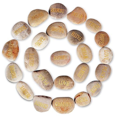 Barelove 12 piedras inspiradoras grabadas inspiradoras para fomentar la fe, oración, piedras de jardín pulidas, regalos únicos y reflexivos, ideales
