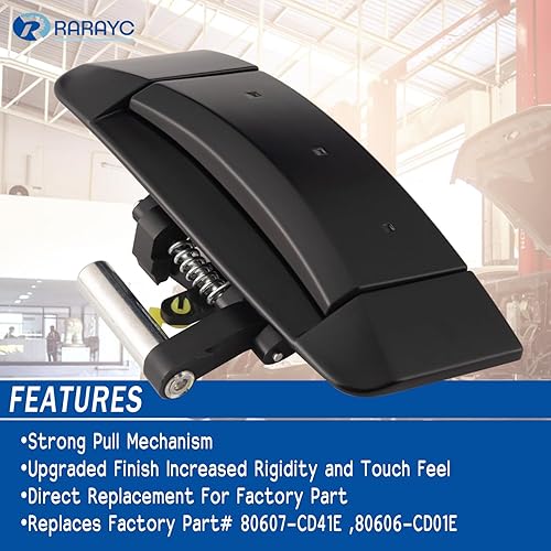 Miniatura 3 de RARAYC Manija de puerta exterior negra  Reemplazo para Nissan 350Z 2003-2009  Negro mate  Reemplaza# 80607-CD41E, 80607-CD40B, 80606-CD01E