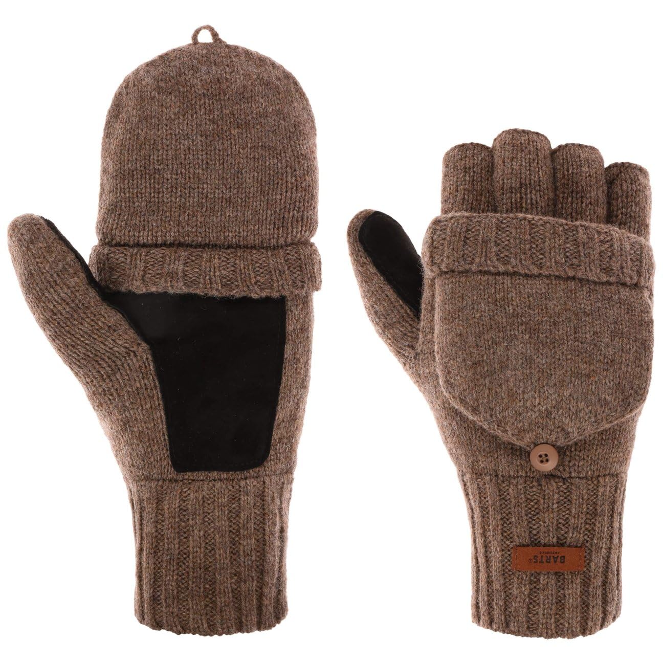 Barts Men's Brown Haakon Fingerless Wool Gloves By