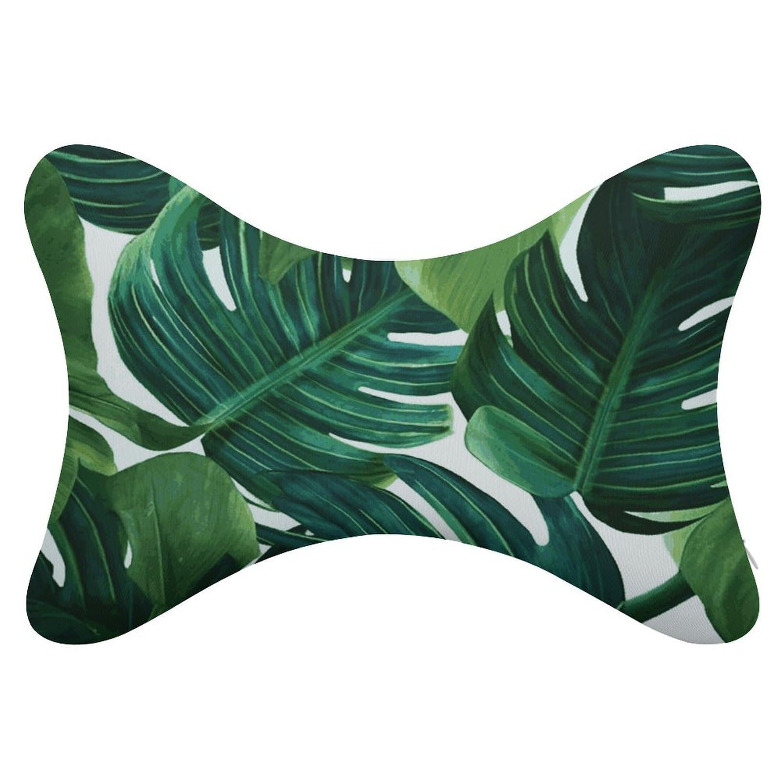 JTREHY Banana Leaves Car Neck Pillow Dog Bone Shaped Travel Neck Headrest Back Chiropractic Car Support Pillow Adjustable Strap Sofa Lounge Chair Head Pillows for Car Seat