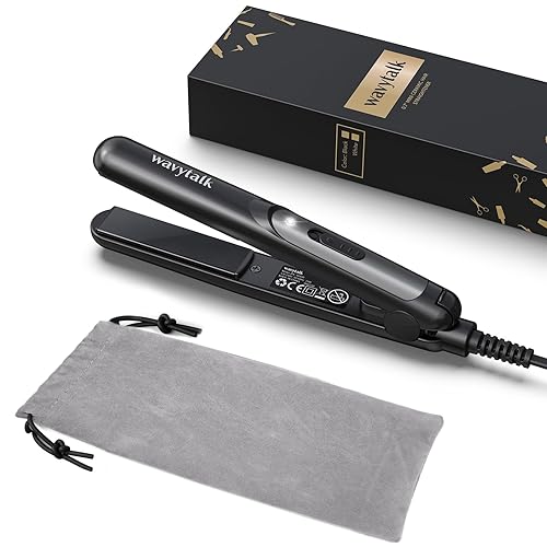 Wavytalk Plancha mini de 0.7 pulgadas de cerámica, alisador de pelo mini, planchas planas pequeñas para cabello corto, rizos y flequillos, doble