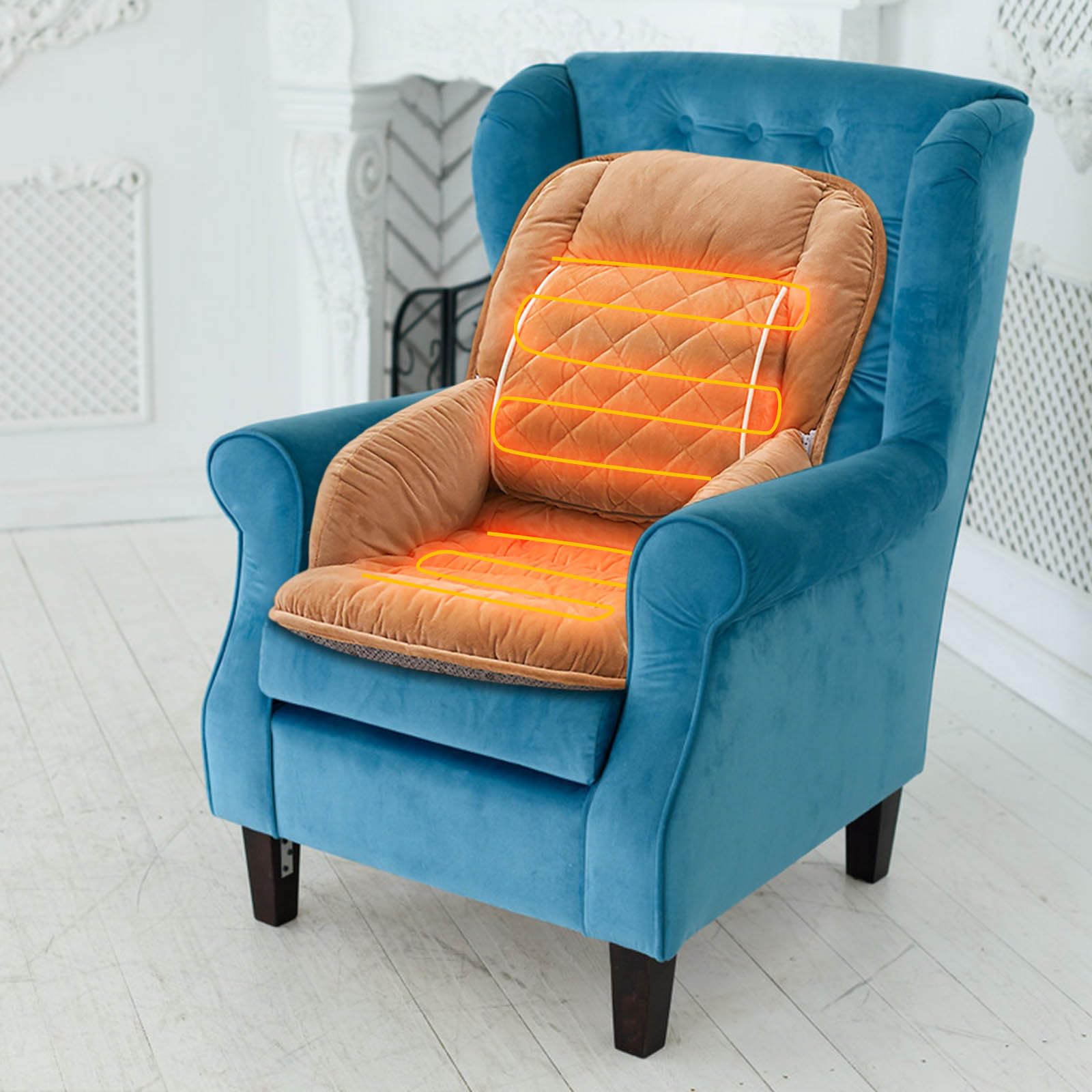 Cojín de asiento con calefacción, soporte lumbar, gran superficie