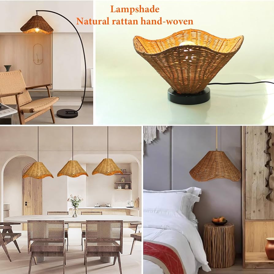 creative rattan lampshade hanging pendant light covers