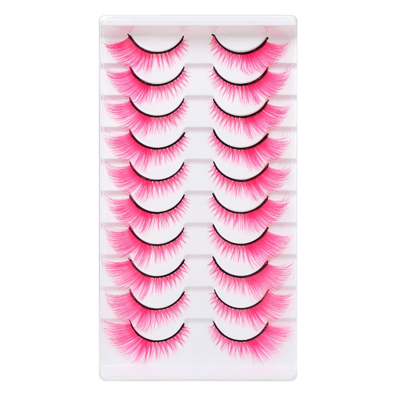 TiaoBug Natural False Eyelashes 10 Pairs Colored Lashes for Daily and Party Makeup Pink One Size
