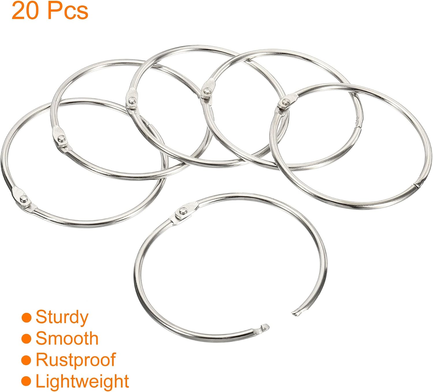 PATIKIL 3.5" Dia Binder Rings, 20 Pack Detachable Metal Book Loose Leaf Rings for Index Cards Scrapbooks Word Cards Silver Tone - Image 4