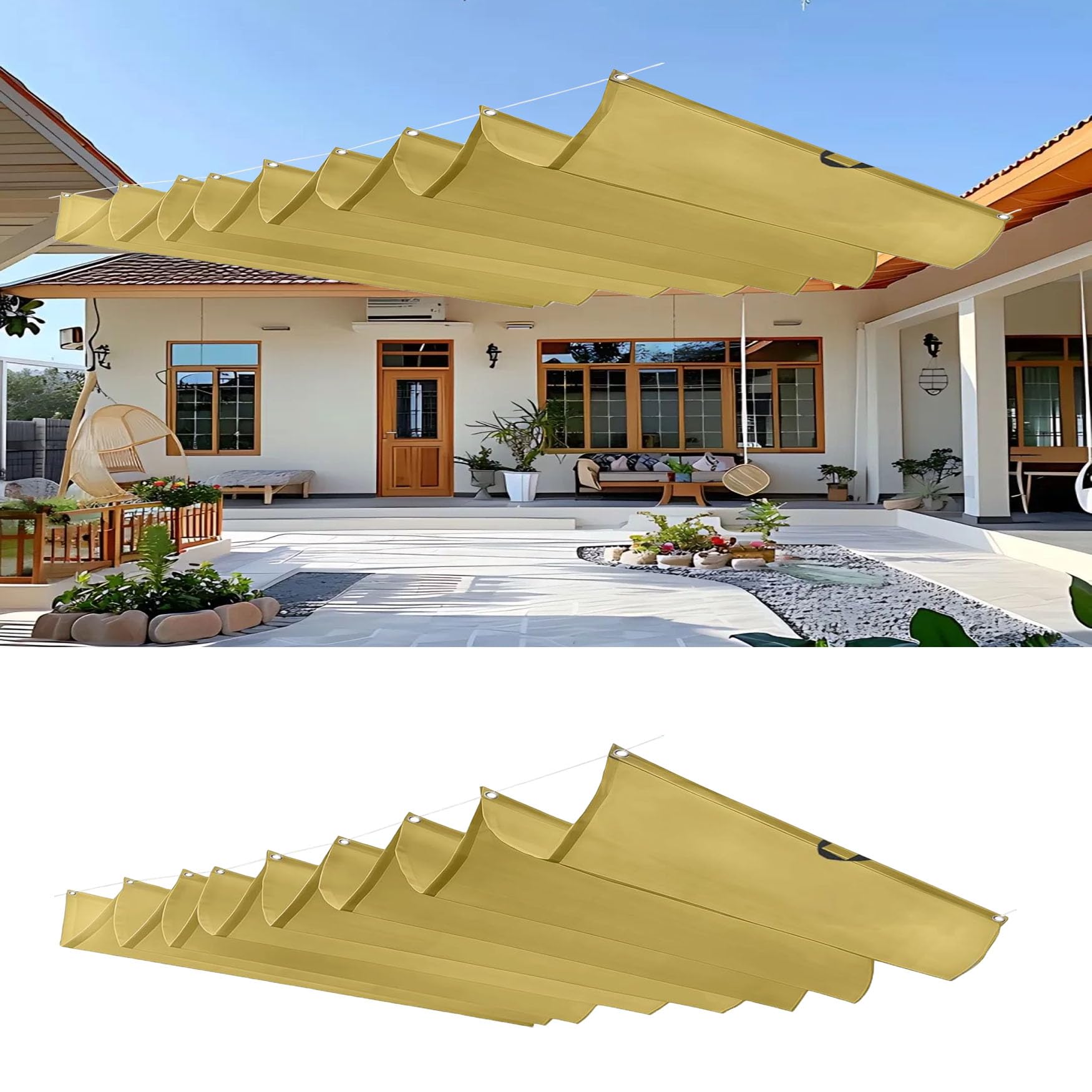 Voile d'ombrage rétractable 160x200 cm crème pour pergola