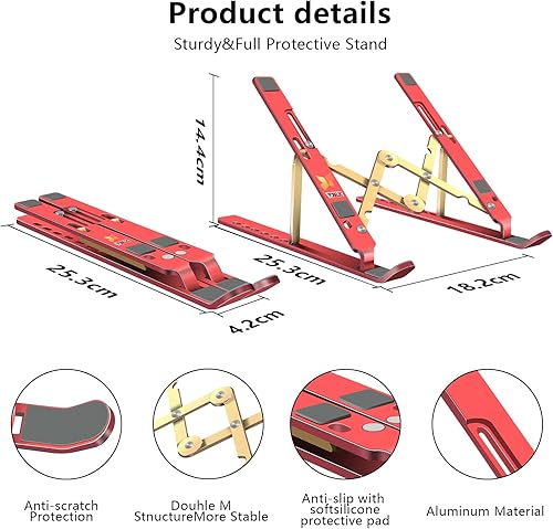 Miniatura 2 de FOBELEC Soporte para laptop, soporte para tableta de computadora, soporte plegable de aluminio ajustable para laptop, compatible con MacBook Air