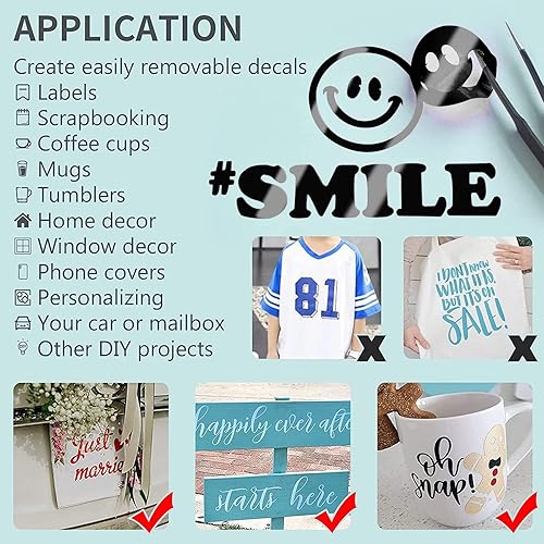 Miniatura 5 de Lya Vinyl Vinilo permanente blanco brillante, rollo de vinilo de 12 pulgadas x 18 pies, rollo de vinilo adhesivo blanco brillante para silueta,