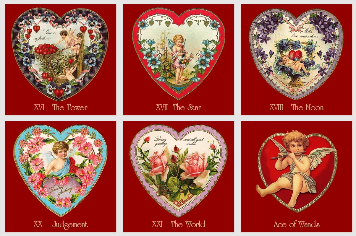 Cartes de tarot en forme de cœur Vintage Saint-Valentin et amour tarot cartes