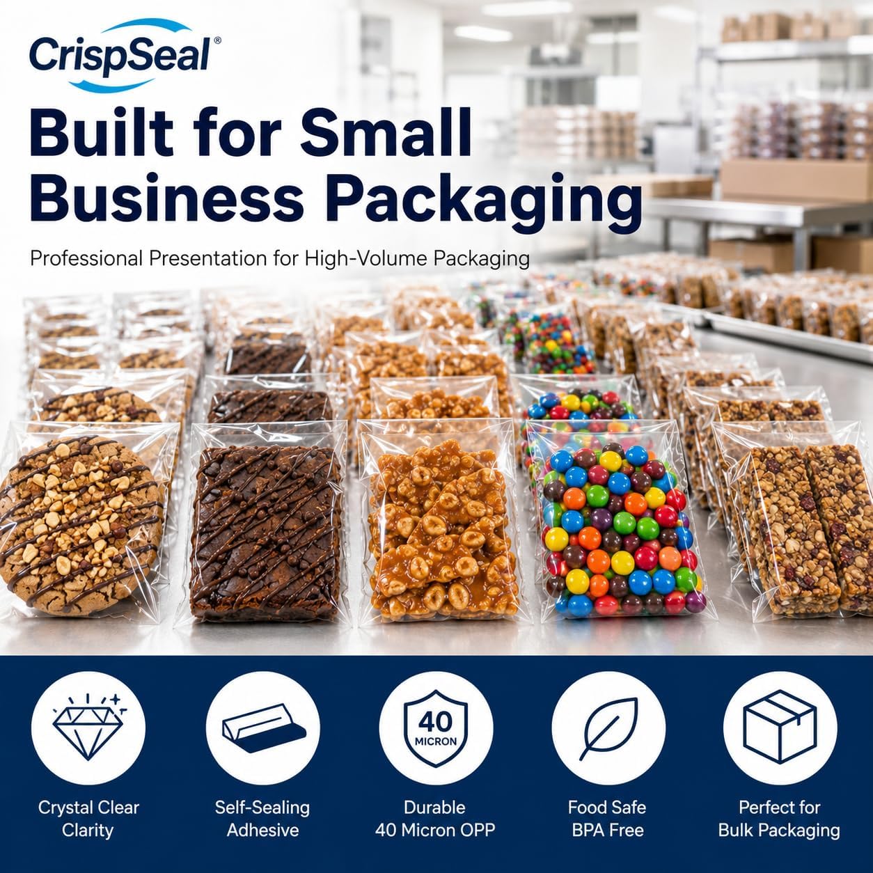 Clear Treat Bags 5x7 – Premium Thickness Self Seal Cellophane Cookie Bags for Candy, Bakery, Party Favors & Small Business Packaging – Resealable Adhesive Gift Bags – 500 Count – Crisp Seal image 2