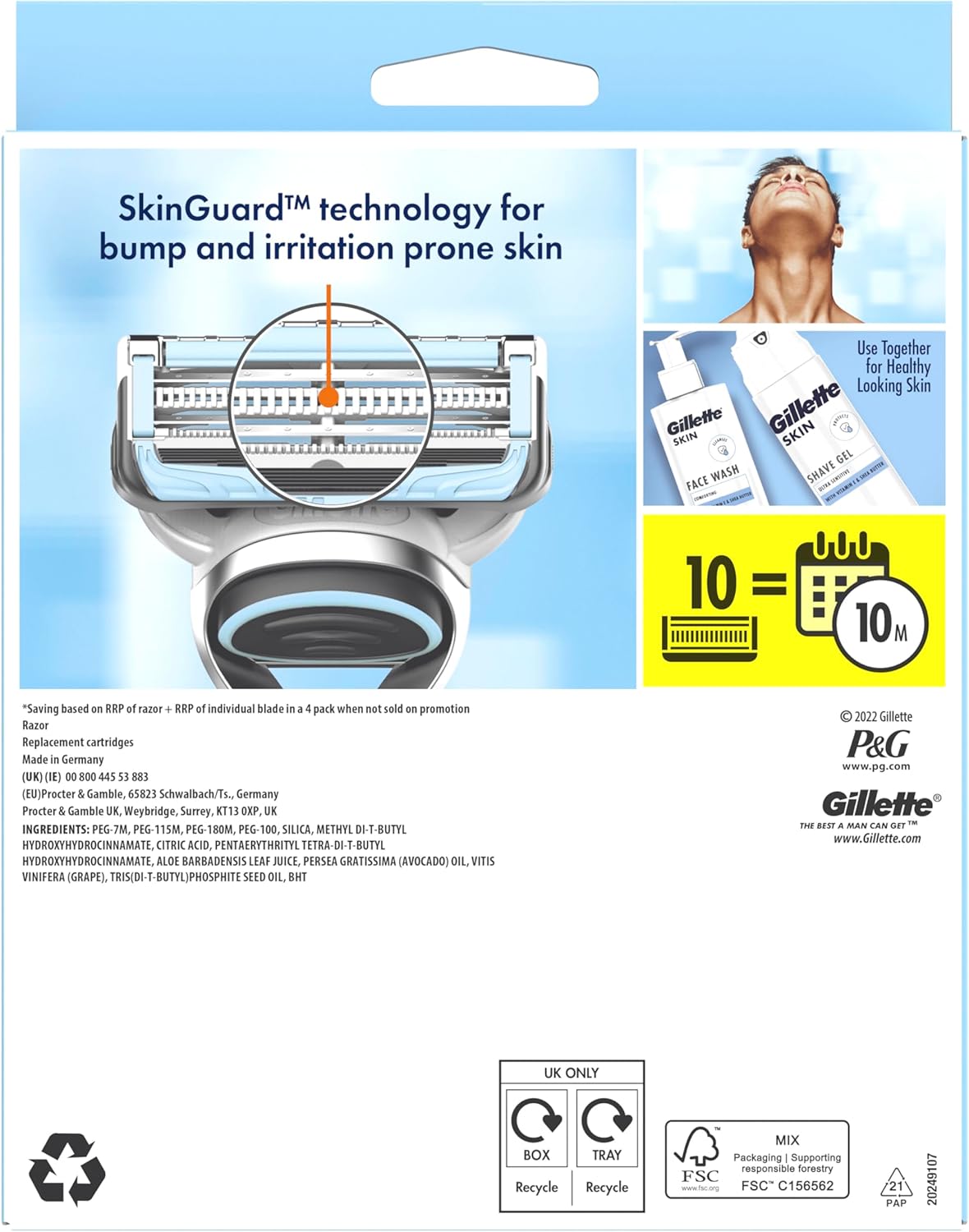 Gillette SkinGuard Sensitive Men’s Razor, Shaving Razor for Men with Skin Irritation, 1 Handle, 10 Blade Refills 8 71MZ6ipH2gL. AC SL1500