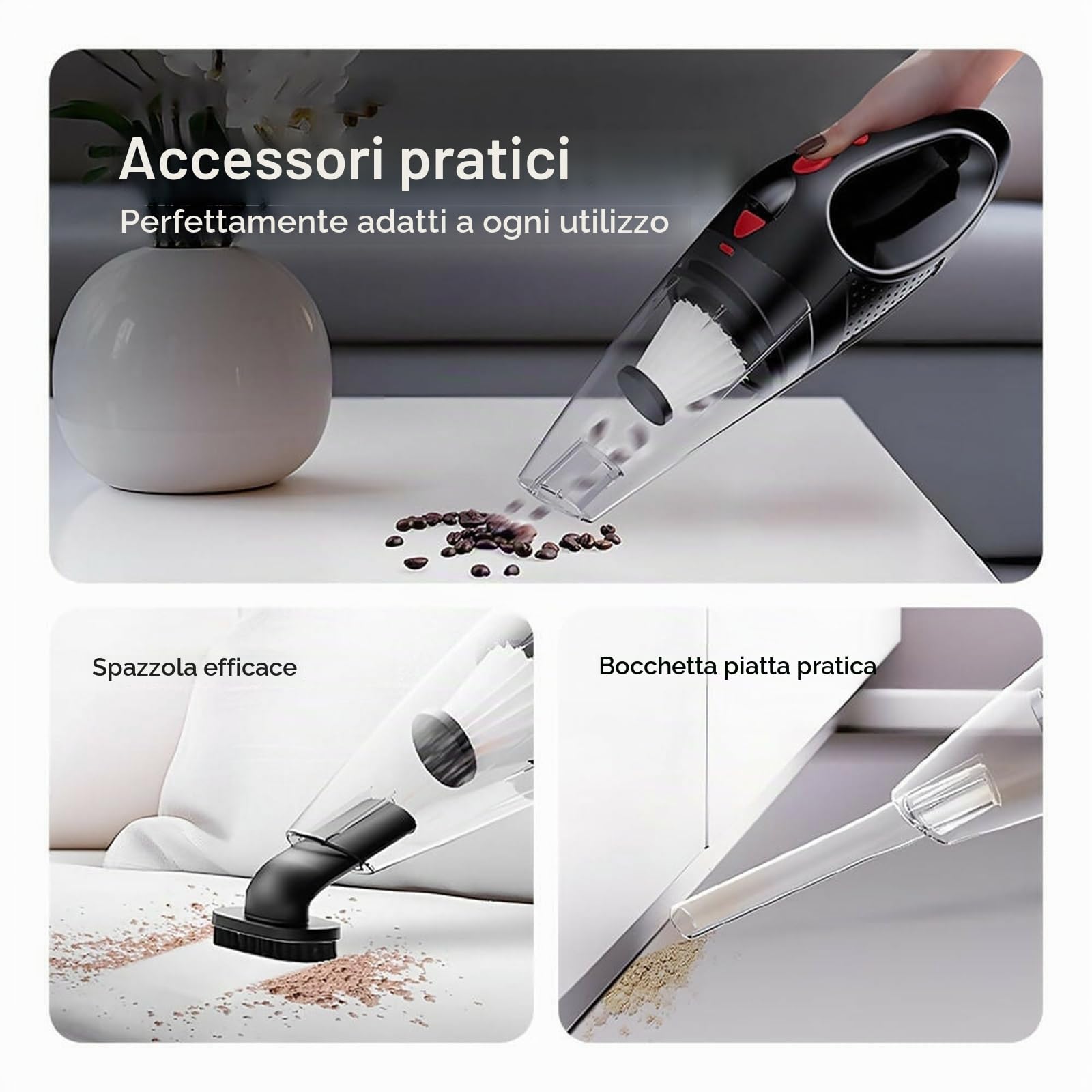 MEIION oryzom Aspirapolvere portatile V1 Pro – Motore ultra potente da 33.000 giri/min per prestazioni eccezionali Aspirapolvere senza fili con illuminazione a LED