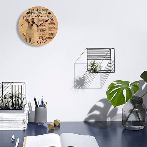 Miniatura 2 de A Jack Russell Terrier's House Rules - Reloj de pared lindo Jack Russell Terrier para perro, 12 pulgadas, silencioso, sin tictac, funciona con