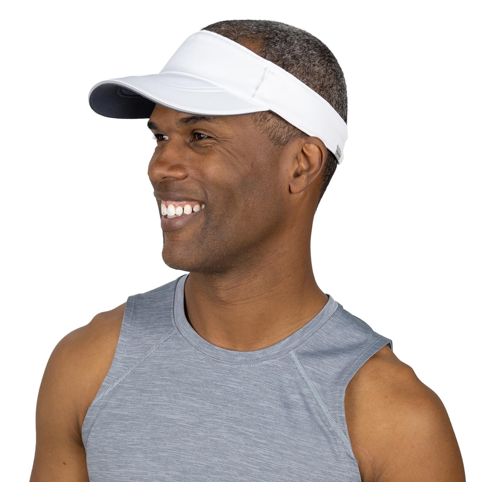 TrailHeads Men’s Sun Visor Hat for Running, Golf and Tennis - Recycled - White