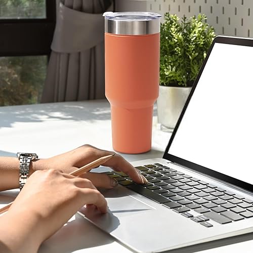 Miniatura 4 de Lifecapido Vaso de 40 onzas, vaso de acero inoxidable, vaso aislado al vacío de doble pared con tapas y pajitas, vaso de café aislado, taza de viaje