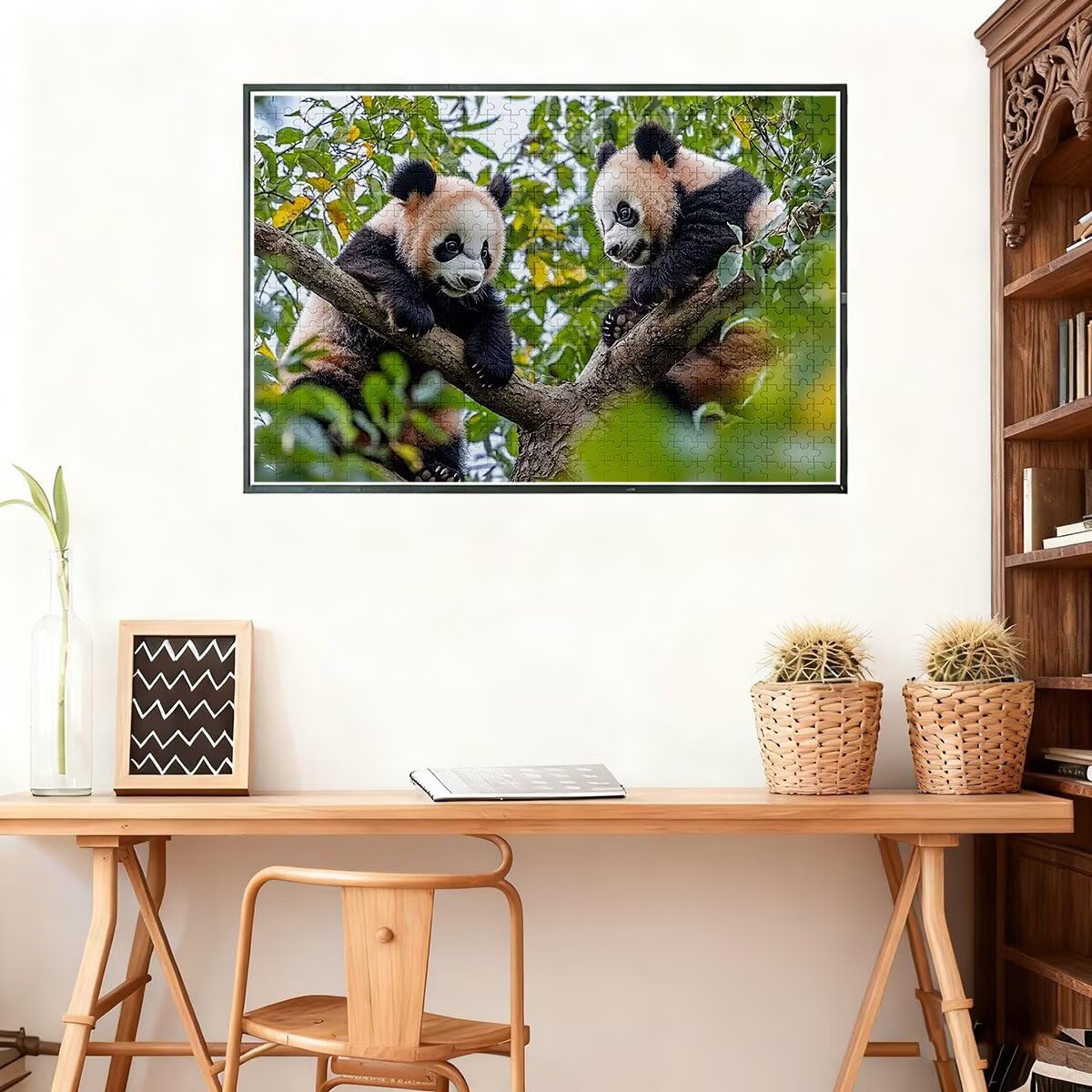 Puzzle 1500 sztuk Panda, drzewo dla dorosłych, klasyczne puzzle Wyzwanie edukacyjne Zabawki dla rodziny, niemożliwe drewniane puzzle z pudełkiem na prezent, dekoracja ścienna - 2091