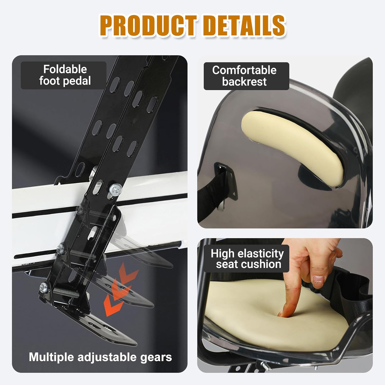 Bike Seat - Front Mount, Bike Seat for Adult Bike,Retractable Baby Bike Seat Front Mounted