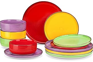 vancasso Bonita Dinnerware Set: Dazzling Multicolor Plates and Bowls Set for 4