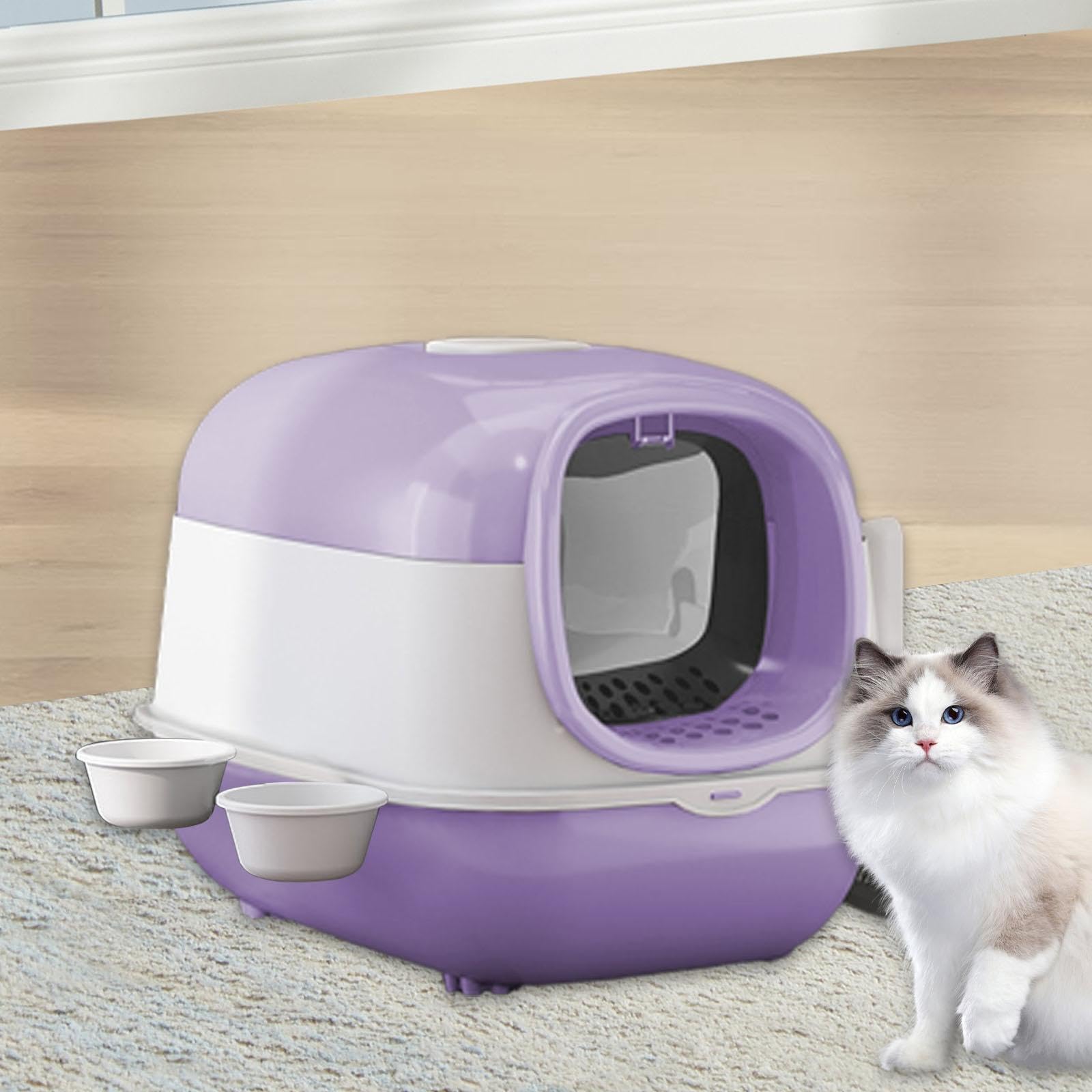 Arenero Grande para Gatos con Tapa, Inodoro para Gatos con, Bandeja de Arena para Gatos Resistente, Reutilizable Y Extraíble, Arenero para Mas