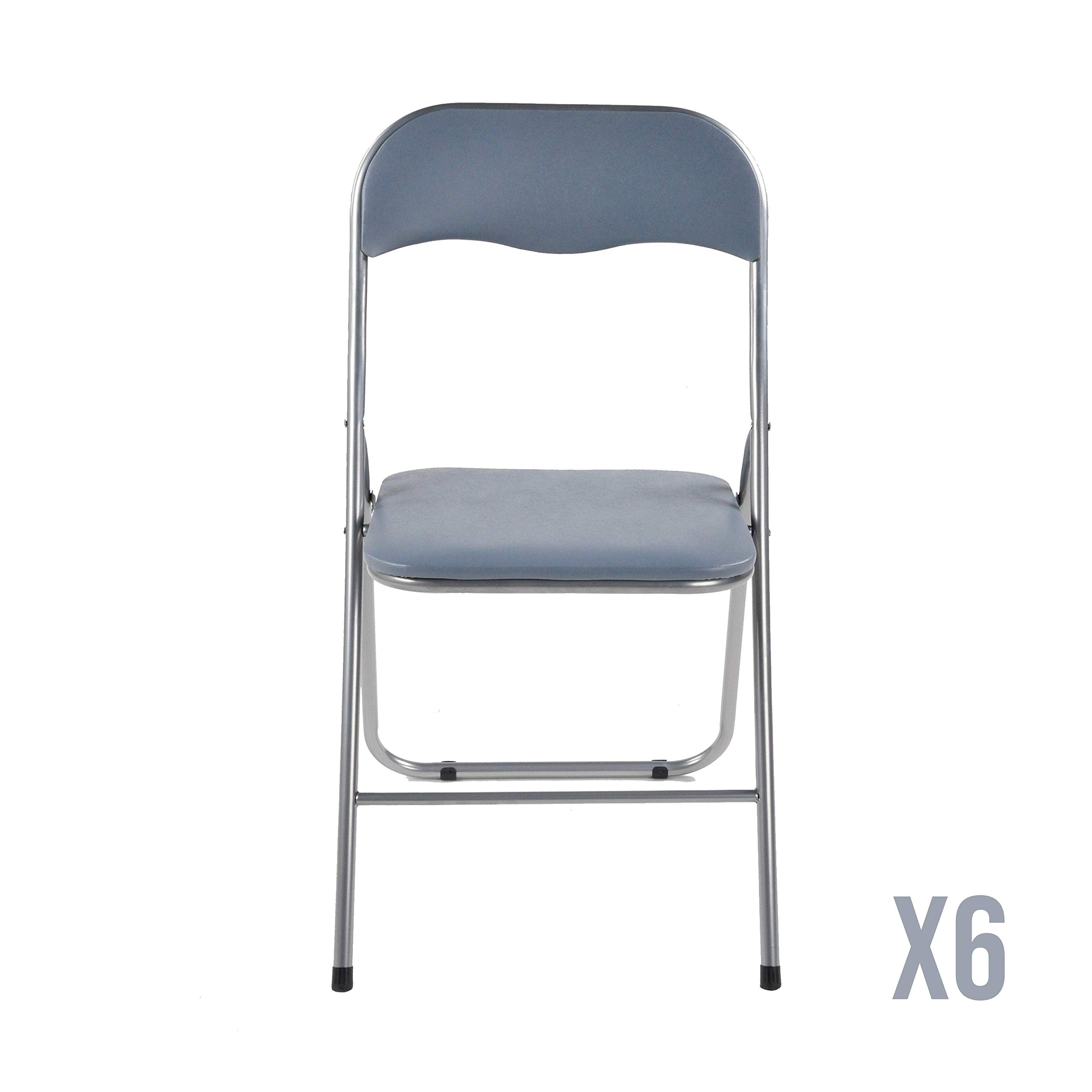 Confezione Da 6 Sedie Pieghevoli La Silla Española – Alluminio E PVC Grigio, Imbottite, Ideali Per Esterni E Interni - 4