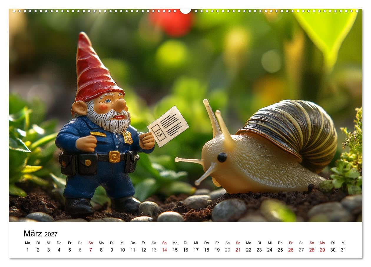 CALVENDO - Berufe der Gartenzwerge (Wandkalender 2027 DIN A2 quer), Monatskalender: Gartenkalender mit lustigen Gartenzwergen in Berufen - i für Gartenliebhaber, Familien und Kinder. Humorvoll, kreati