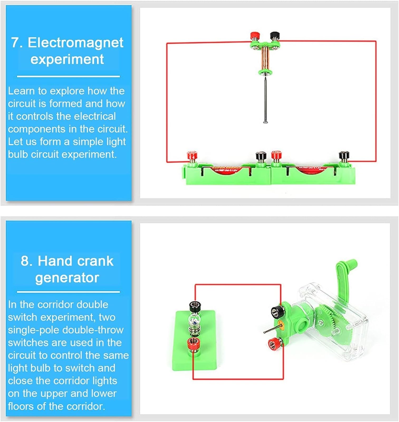 Scatola For Esperimenti Sul Circuito Elettromagnetico Con Terminale | Kit da laboratorio di esplorazione fisica fai-da-te for campo magnetico generatore manuale cicalino solare