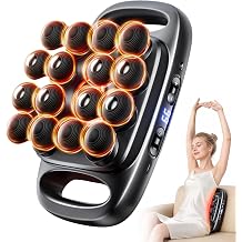 VTT 16 Head Massage Gun Deep Tissue Electric Massage Device with 8 Metal & 8 Threaded Nodes, Handheld Full Body Shaver Style Massager for Large Surface Back & Shoulder Massager, 10 Speeds& 3 Modes